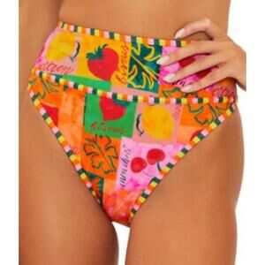 Beach RIOT Bikini Bottoms High Rise Colorblock Fruit Market Print NWOT Medium